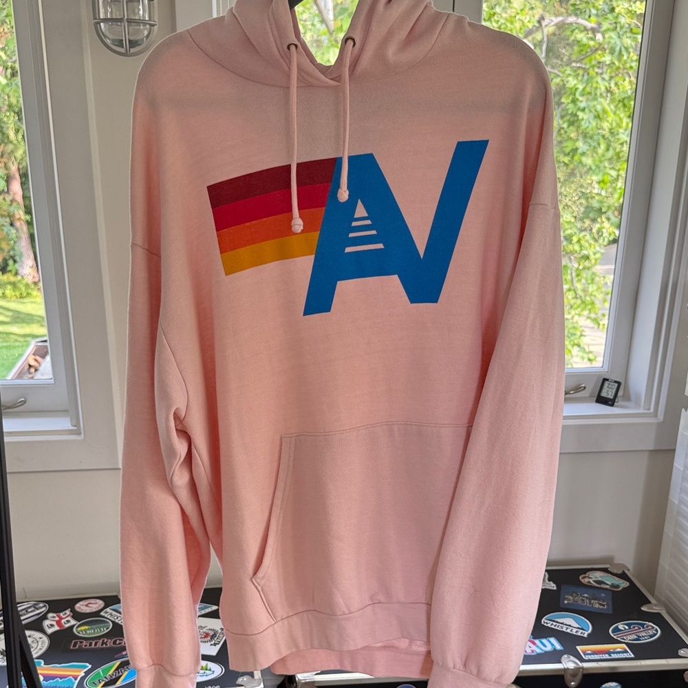 Aviation Nation Pink Hooded Hoodie with Blue Logo
